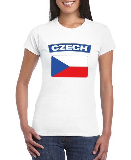 Tsjechie t-shirt met Tsjechische vlag wit dames XL