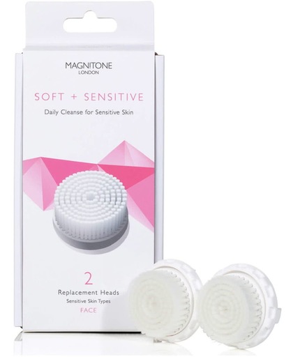 Magnitone Borstelkoppen Soft + Sensitive Replacement Heads Face Borstel Gevoelige Huid 2Stuks
