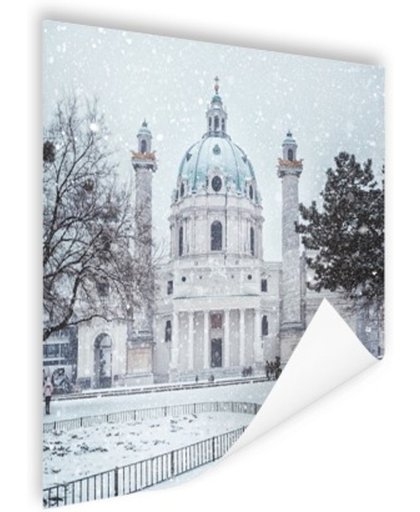 FotoCadeau.nl - Karlskirche in de sneeuw Poster 60x90 cm - Foto print op Poster (wanddecoratie)
