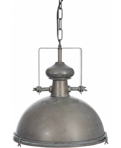 Duverger Industry - Hanglamp - grijs - metaal - halve bol - glazen afscherming - 39x40x123cm