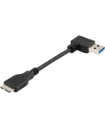 USB 3.0 mannetje naar Micro USB 3.0 mannetje Adapter Kabel, Rechts buigend, Lengte: 12cm