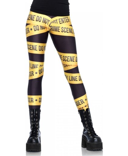 Crime scene legging voor vrouwen - Verkleedattribuut - Model 13547 Large (zwart/geel)