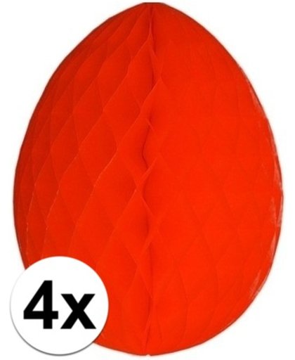 4x Rode decoratie paasei van crepepapier 20 cm.