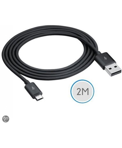 2 meter Micro USB 2.0 oplaad kabel universeel - zwart
