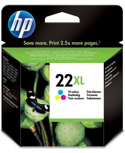 HP 22XL originele high-capacity drie-kleuren inktcartridge