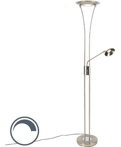 QAZQA Ibiza - Vloerlamp met leeslamp - 1 lichts - H 1800 mm - Brons