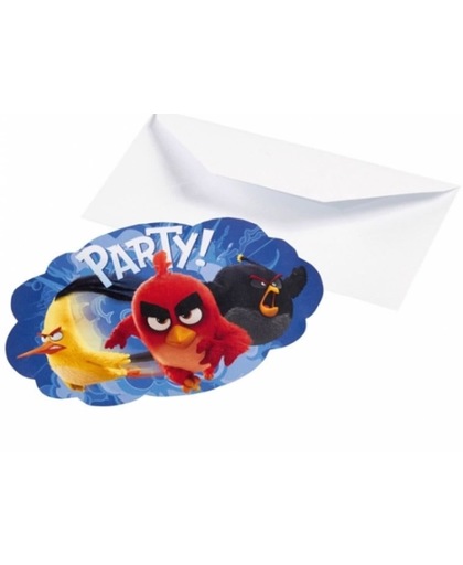 Angry Birds uitnodigingen 8 stuks - kinderfeest uitnodigingen