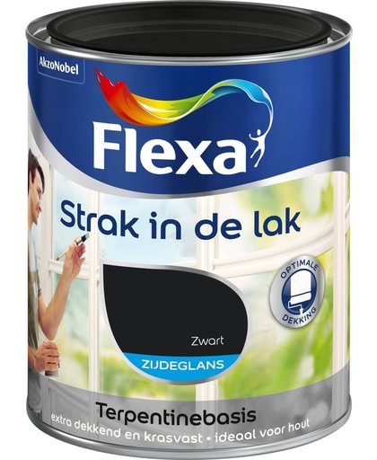 Flexa Strak In De Lak Zijdeglans - Zwart - 0,25 liter
