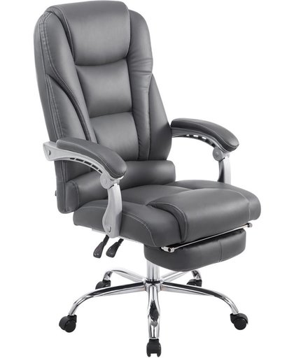 Clp Bureaustoel PACIFIC, manager stoel met armleuning, relax zetel met voetsteun, belastbaar tot 150 kg,kunstleer - grijs