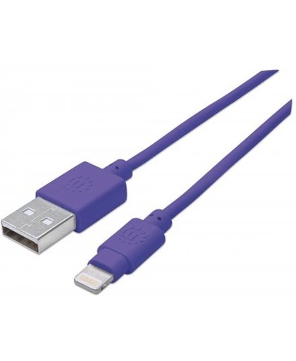 Manhattan 1m, USB 2.0-A/Lightning 1m USB A Lightning Paars mobiele telefoonkabel