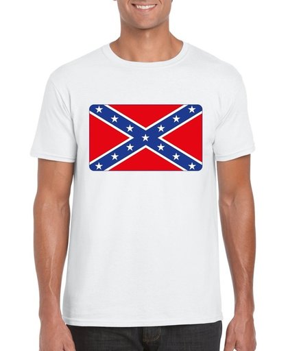 T-shirt met Amerikaanse zuidelijke staten/ Rebel vlag wit heren L