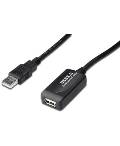 Digitus USB 2.0 Repeater 20m USB A USB A Mannelijk Vrouwelijk Zwart USB-kabel