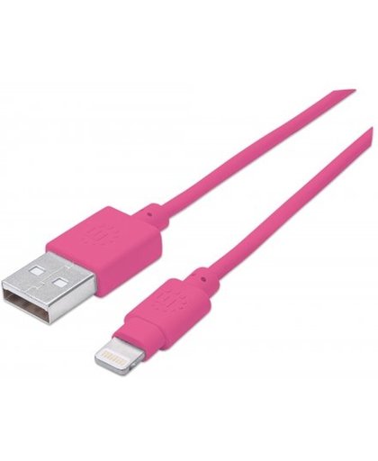 Manhattan 1m, USB 2.0-A/Lightning 1m USB A Lightning Roze mobiele telefoonkabel