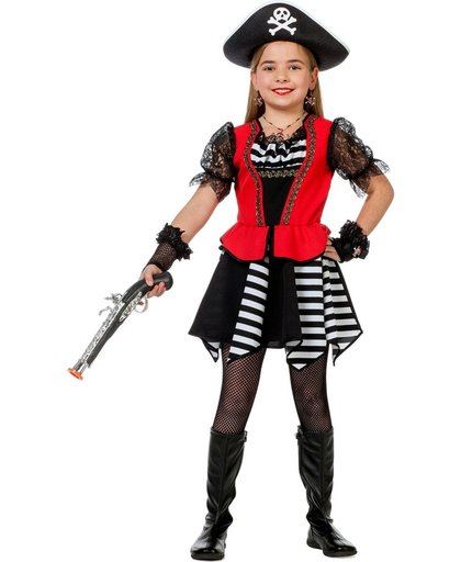 Piraten meisje streep zwart/wit voor kind