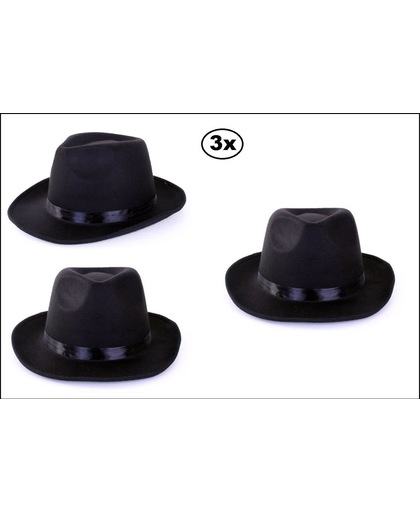 3x Alcapone hoed zwart zware kwaliteit