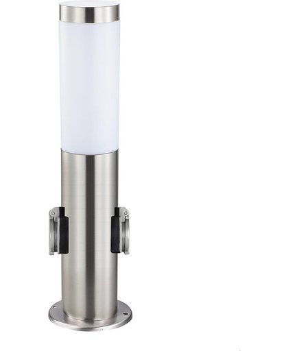 Grafner Tuinstekkerpaal Met LED Lamp - 2 Stopcontacten - Buitenverlichting -  Waterdicht - RVS