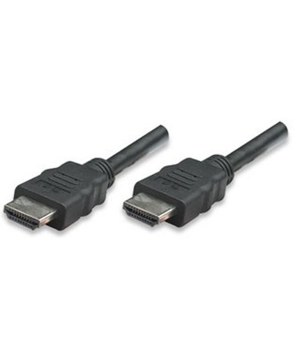 Manhattan HDMI kabels High Speed HDMI Cable w/ Ethernet Channel, 1x HDMI Male 19-pin - 1x HDMI Male 19-pin, Shielded, Black, 3m