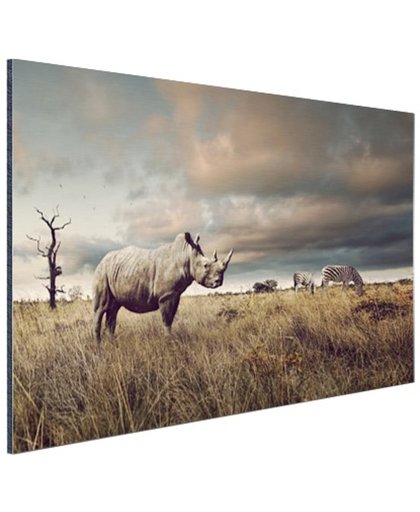 FotoCadeau.nl - Afrikaanse dieren op de savanne Aluminium 90x60 cm - Foto print op Aluminium (metaal wanddecoratie)