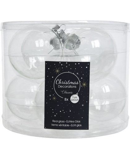 16x Transparante kerstversiering kerstballen glas - 7 cm - kerstbal