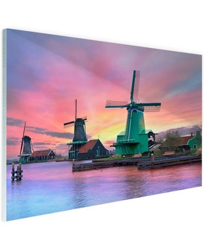 FotoCadeau.nl - Amsterdamse iconische windmolen Glas 60x40 cm - Foto print op Glas (Plexiglas wanddecoratie)
