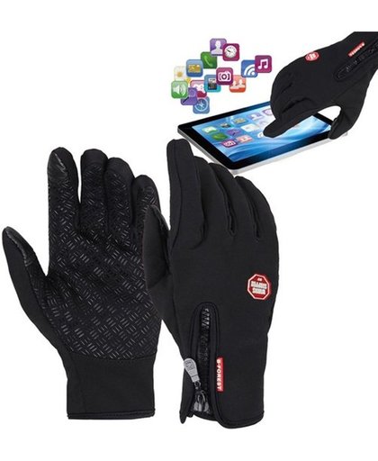 Fietshandschoenen Winter Met Touch Tip Gloves - Anti-Slip - Touchscreen Sport Handschoenen - Dames / Heren - Zwart - M