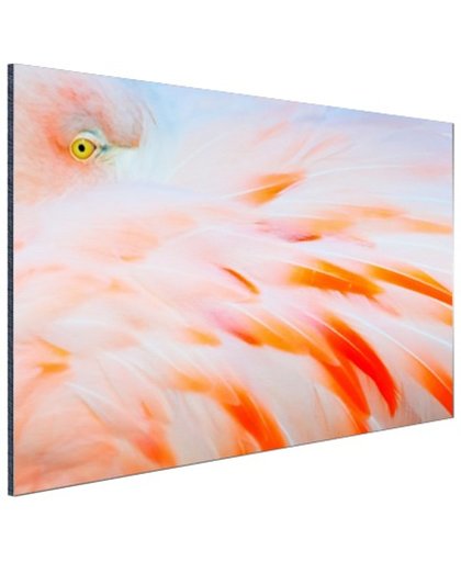 FotoCadeau.nl - Zachtroze flamingo veren Aluminium 120x80 cm - Foto print op Aluminium (metaal wanddecoratie)