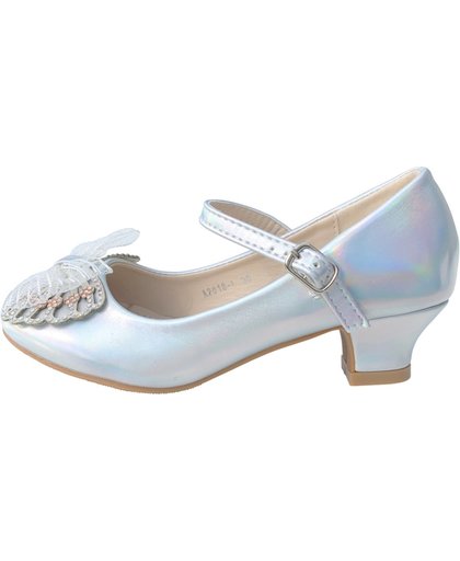 Spaanse Prinsessen schoenen vlinder - zilver  - bruids schoenen - communie - maat 32 (binnenmaat 21 cm)