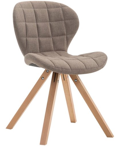 Clp Design retro stoel ALYSSA, bezoekersstoel, woonkamerstoel, eetkamerstoel, objectstoel, vergaderstoel, vierkant beukenhouten frame, bekleding van stof - taupe, kleur onderstel : natura,