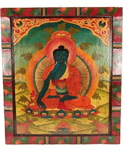 Medicijn Boeddha Nepal Beschilderd paneel hout (67x52 cm)