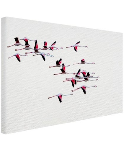 FotoCadeau.nl - Vliegende flamingos Canvas 120x80 cm - Foto print op Canvas schilderij (Wanddecoratie)