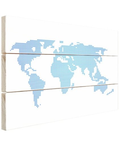 FotoCadeau.nl - Lichtblauwe wereldkaart Hout 60x40 cm - Foto print op Hout (Wanddecoratie)