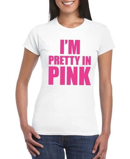 Toppers I am pretty in pink shirt wit voor dames - Toppers dresscode 2018 M