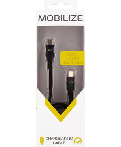 Mobilize Nylon Braided Charge/Sync Cable USB-C to USB-C 3A 2m. Black