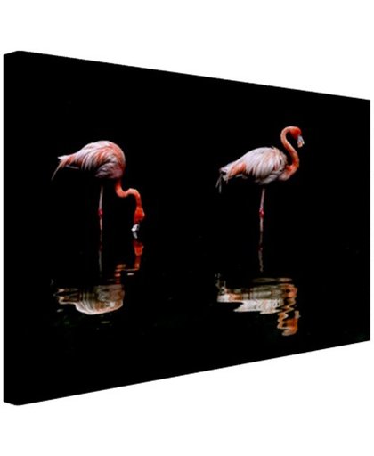 FotoCadeau.nl - Twee flamingos met reflectie in water Canvas 120x80 cm - Foto print op Canvas schilderij (Wanddecoratie)