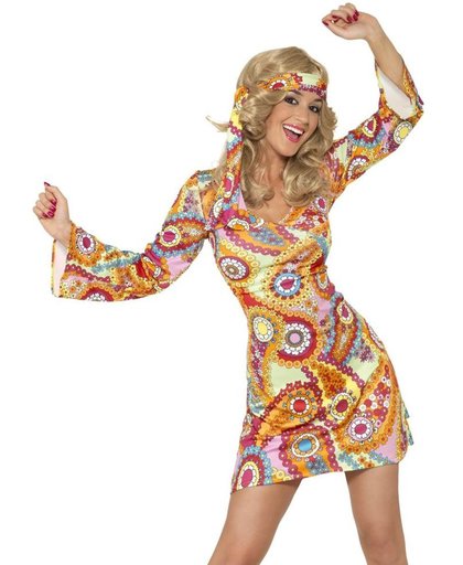 Happy Hippie jurkje met hoofdband | Sixties kostuum dames maat M (40/42)
