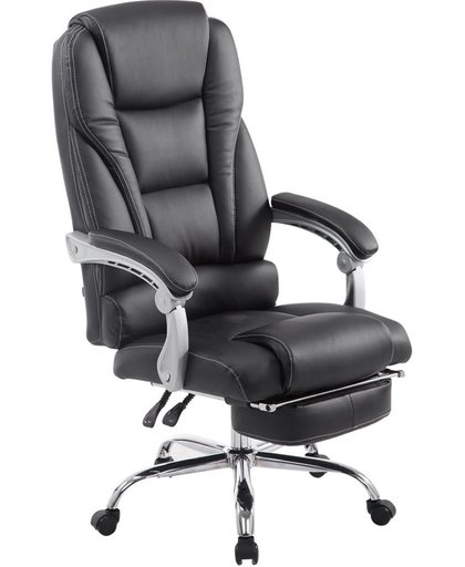 Clp Bureaustoel PACIFIC, manager stoel met armleuning, relax zetel met voetsteun, belastbaar tot 150 kg,kunstleer - zwart