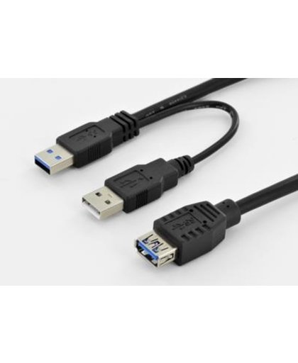Digitus 0.3m, USB3.0-A/2xUSB3.0-A USB-kabel 0,3 m USB A 2 x USB A Mannelijk Vrouwelijk Zwart