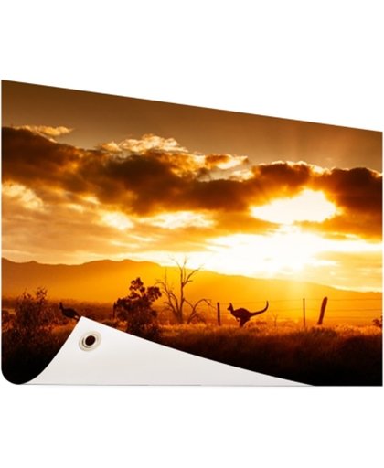 FotoCadeau.nl - Kangoeroe bij zonsondergang Tuinposter 120x80 cm - Foto op Tuinposter (tuin decoratie)