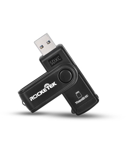 Rocketek USB kaartlezer 2 slots voor SD, SDXC, SD HC, MMC, TF, Micro SD, Micro SDXC, Micro SDHC, Mini SD - UHS-I kaart