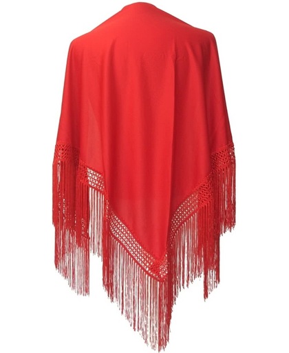 Spaanse manton - omslagdoek - rood effen bij verkleedkleding of Flamenco jurk
