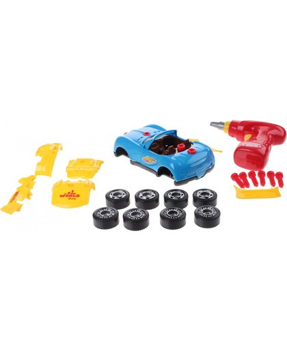 Toi-toys Bouw Jouw Eigen Racewagen Set 30-delig Blauw/geel