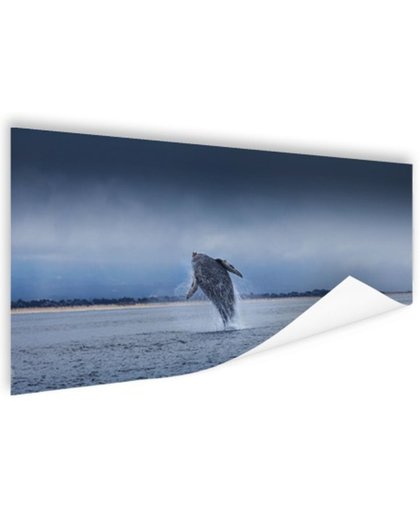 FotoCadeau.nl - Brede foto van springende walvis Poster 180x120 cm - Foto print op Poster (wanddecoratie)
