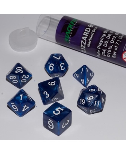 Blackfire Dice - 16mm Role Playing Dice Set - Blizzard Blue (7 Dice)