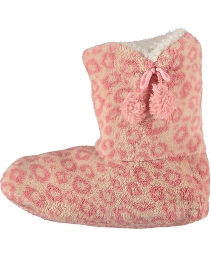 Hoge pantoffels/sloffen luipaard roze voor dames 37-39