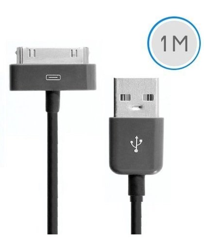 1 meter 30-pins USB oplaad data kabel voor Apple iPhone 3GS/4/4S iPad 1/2/3 en iPod - zwart