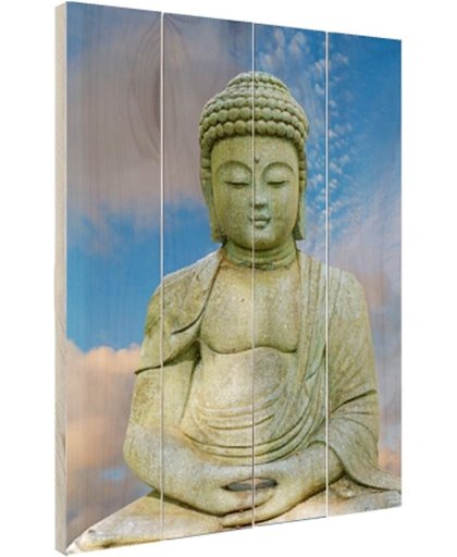 FotoCadeau.nl - Stenen Boeddha Hout 20x30 cm - Foto print op Hout (Wanddecoratie)