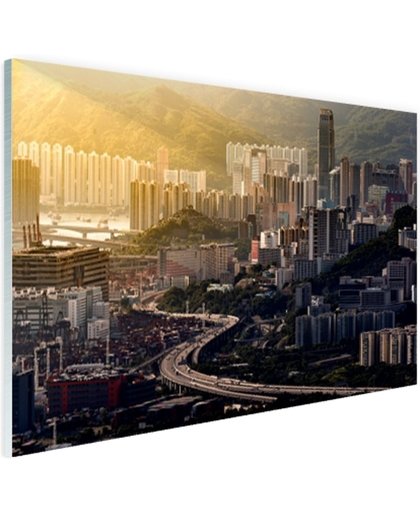 FotoCadeau.nl - Uitzicht over Hong Kong Glas 30x20 cm - Foto print op Glas (Plexiglas wanddecoratie)