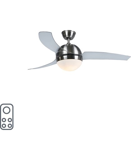 QAZQA CF Bora - Plafond ventilator met lamp - Staal