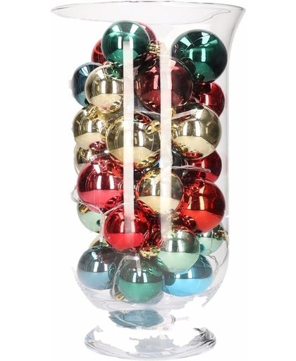 Sfeerverlichting gekleurde kerstballen in vaas