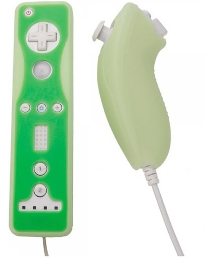Groen - Silicone hoesje voor Wii Afstandsbediening en Nunchuk (geen Afstandsbediening en Nunchuk in de prijs inbegrepen)